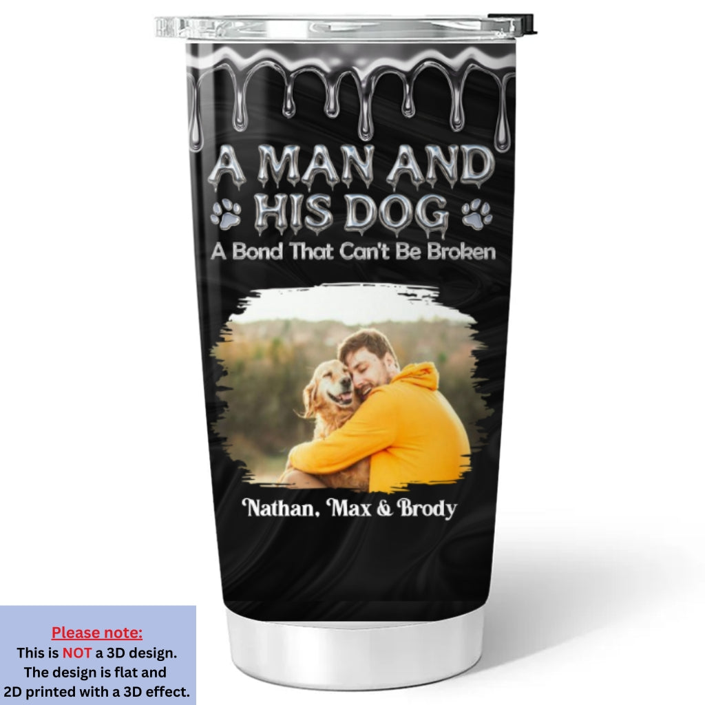 Custom Photo Christmas Birthday Gifts For Dog Dad, Dog Lovers • Man And Dog Together Forever Photo - Personalized Tumbler