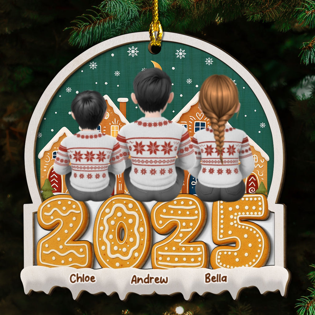 Custom Christmas Decor Home Birthday Gifts For Dog Lovers • Cartoon Family And Pet Gingerbread Cookies - Personalized 2-layered Wood Ornament