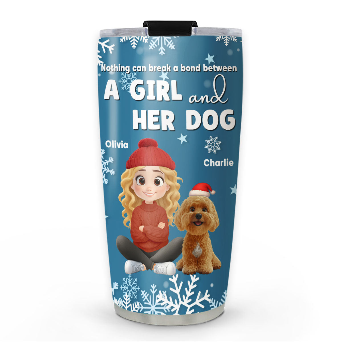 Custom Christmas Birthday Gifts For Dog Mom, Dog Lovers • White Christmas - Personalized Tumbler