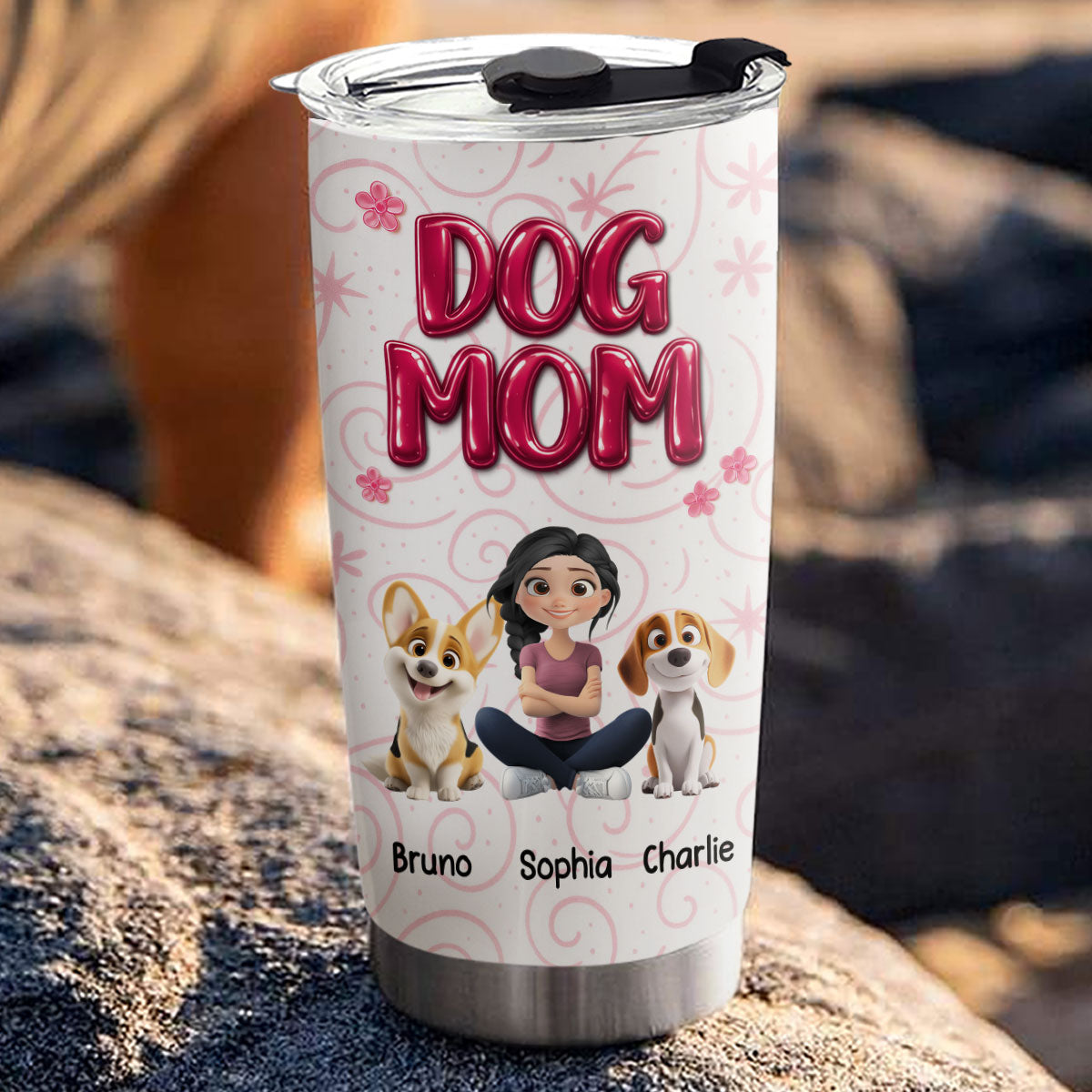 Custom Christmas Birthday Gifts For Dog Mom, Dog Lovers • Girls Are In Love With Dogs Ver 2 - Personalized 3D Effect Tumbler