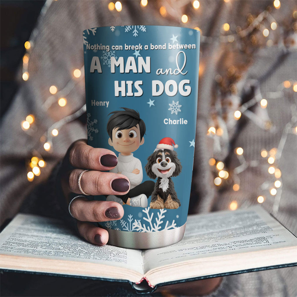 Custom Christmas Birthday Gifts For Dog Dad, Dog Lovers • White Christmas Dad Ver - Personalized Tumbler