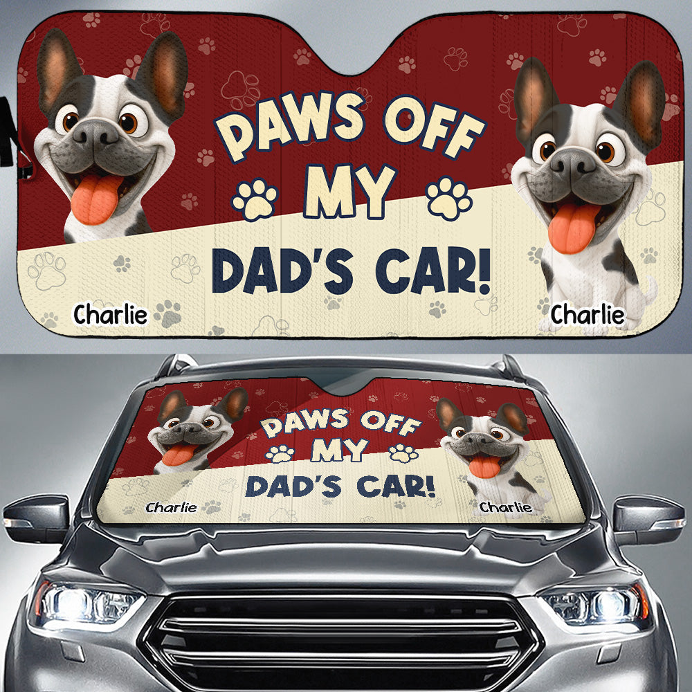 Paws Off My Mom Car - Personalized Car Sunshade