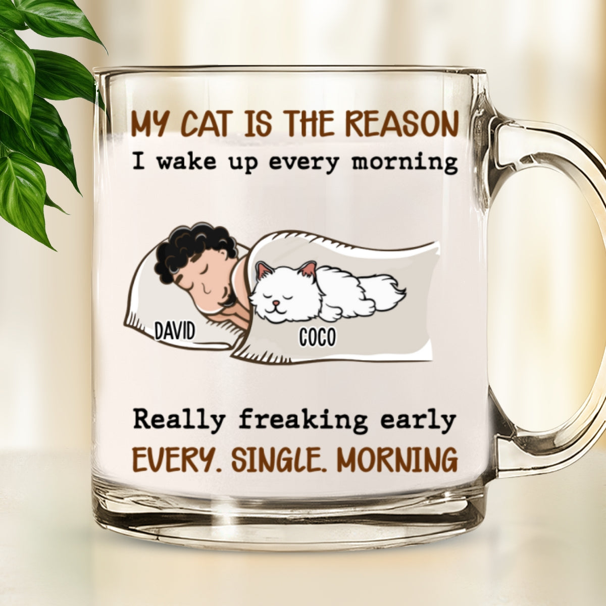 Custom Mother's day Birthday Gifts For Cat Mom, Cat Lovers • The Reason I Wake Up - Personalized Glass Mug
