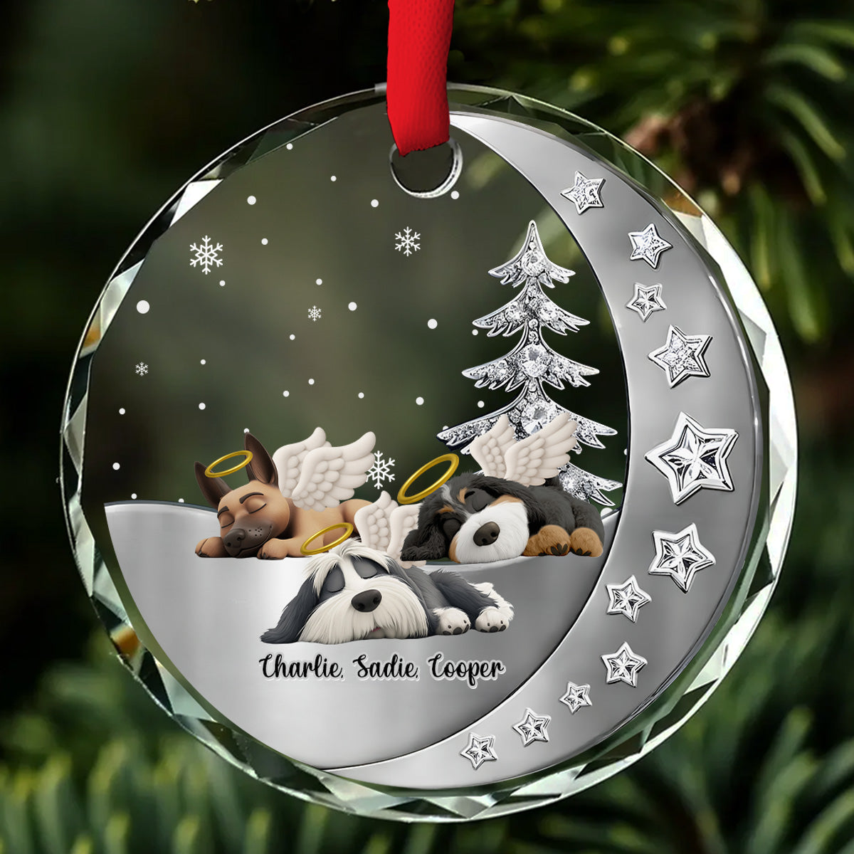 Custom Christmas Memorial Sympathy Gifts For Dogs, Cats • Beside You - Personalized 3D Effect Glass Ornament