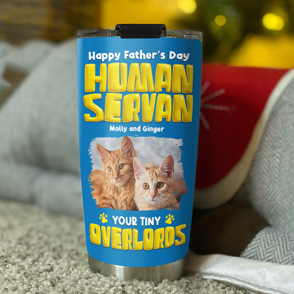 Custom Photo Father's day Birthday Gifts For Cat Dad, Cat Lovers • Cat Overlord Rules Photo - Personalized Tumbler