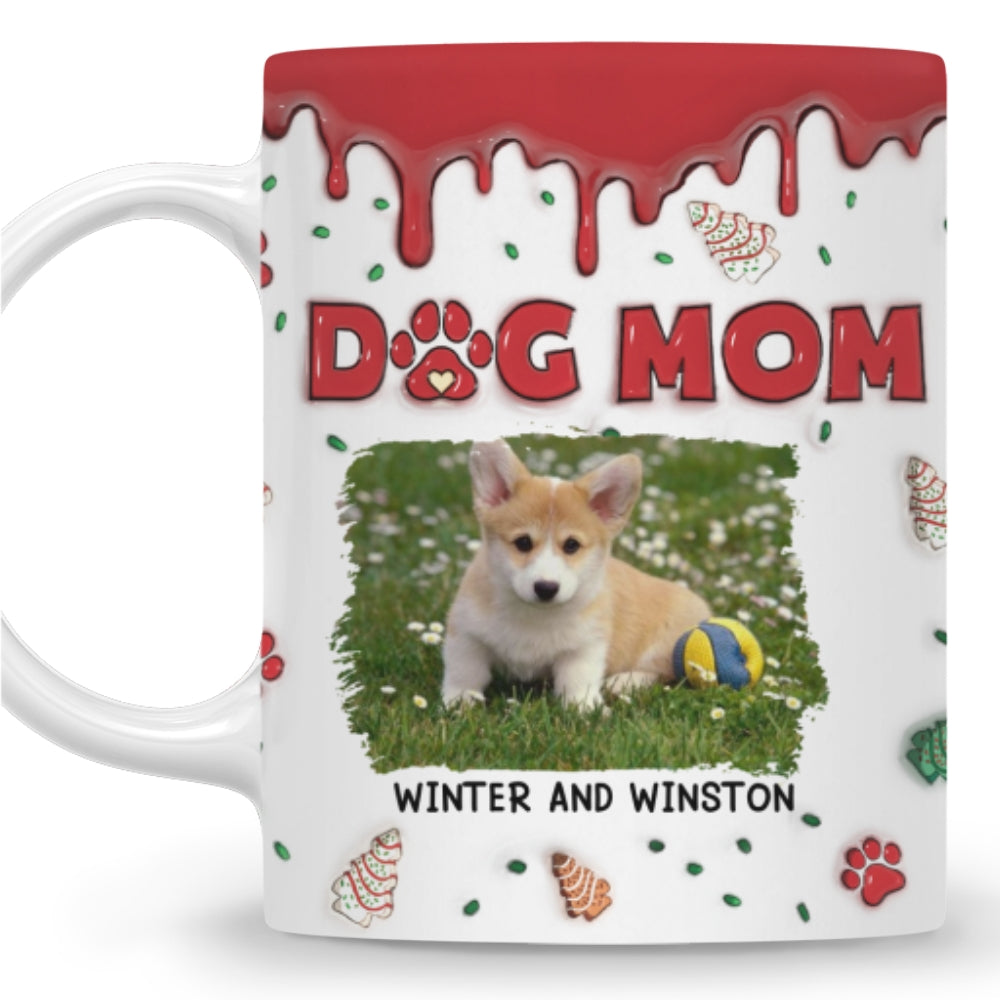 Custom Photo Christmas Birthday Gifts For Dog Lovers • Dog Mom Christmas Cake Photo - Personalized 3D Inflated Effect Mug
