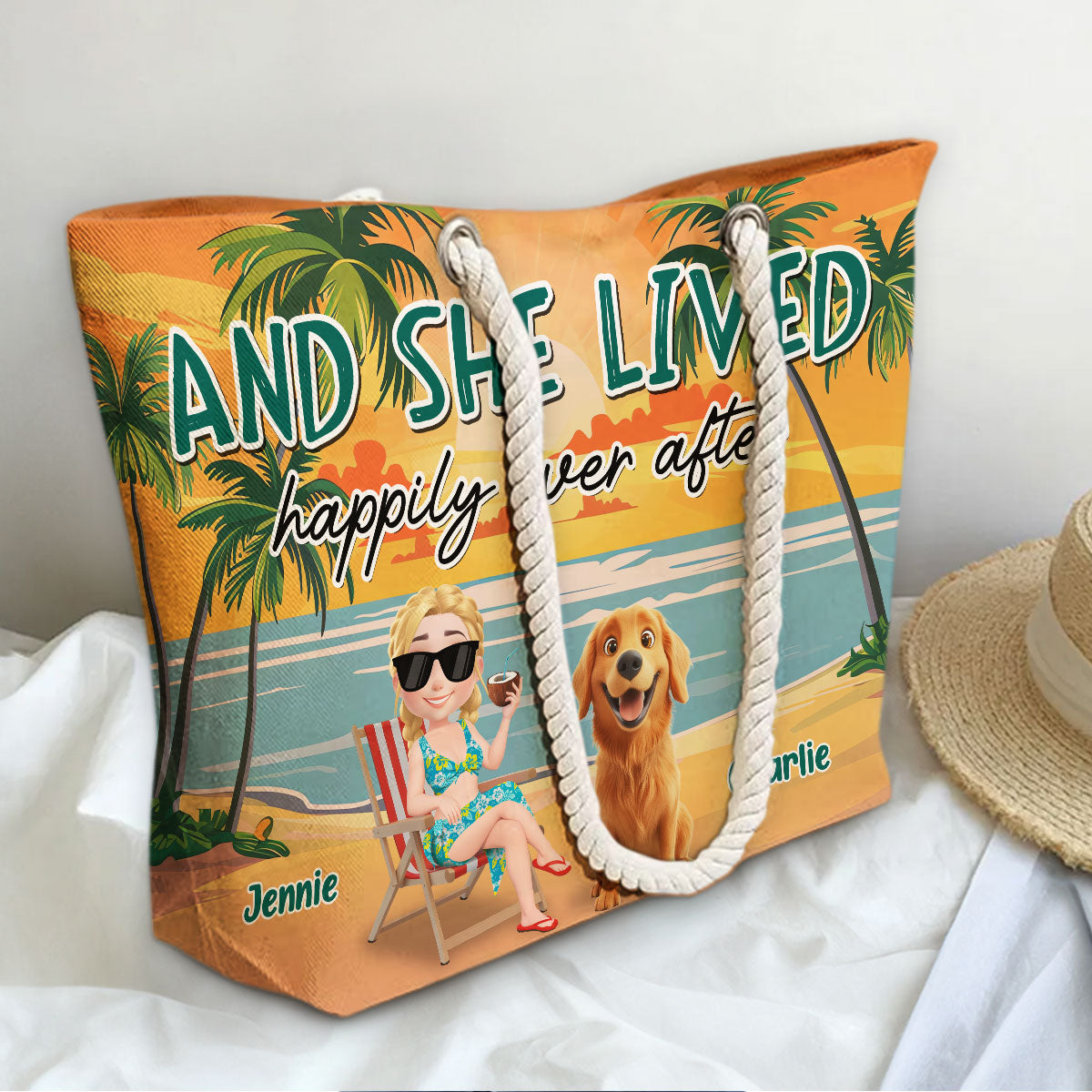 Happily Ever After Cartoon - Personalized Beach Bag