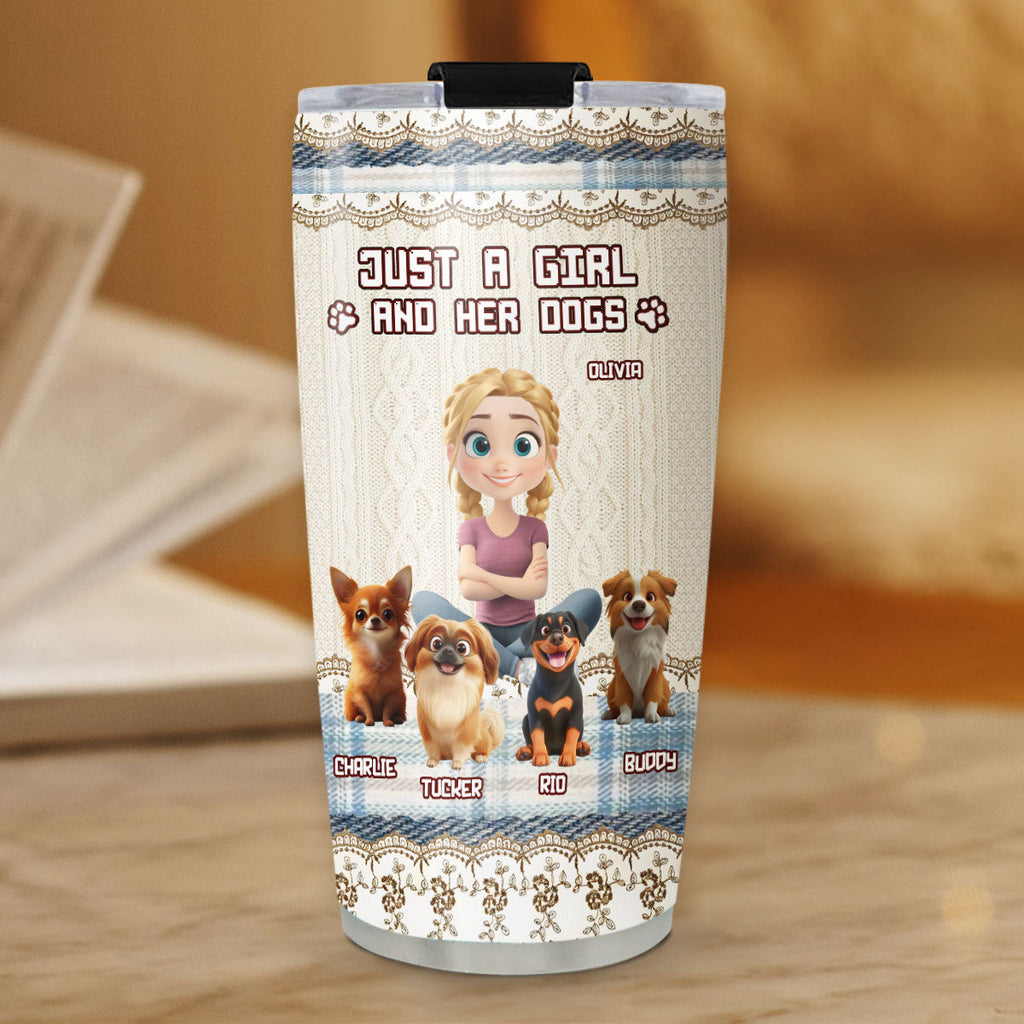 Custom Christmas Birthday Gifts For Dog Mom, Dog Lovers • Just A Girl - Personalized Tumbler