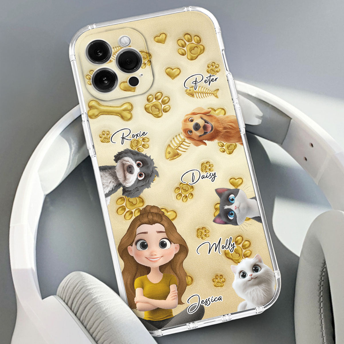 Gold Glitter Pet Mom - Personalized 3D Effect Phone Case