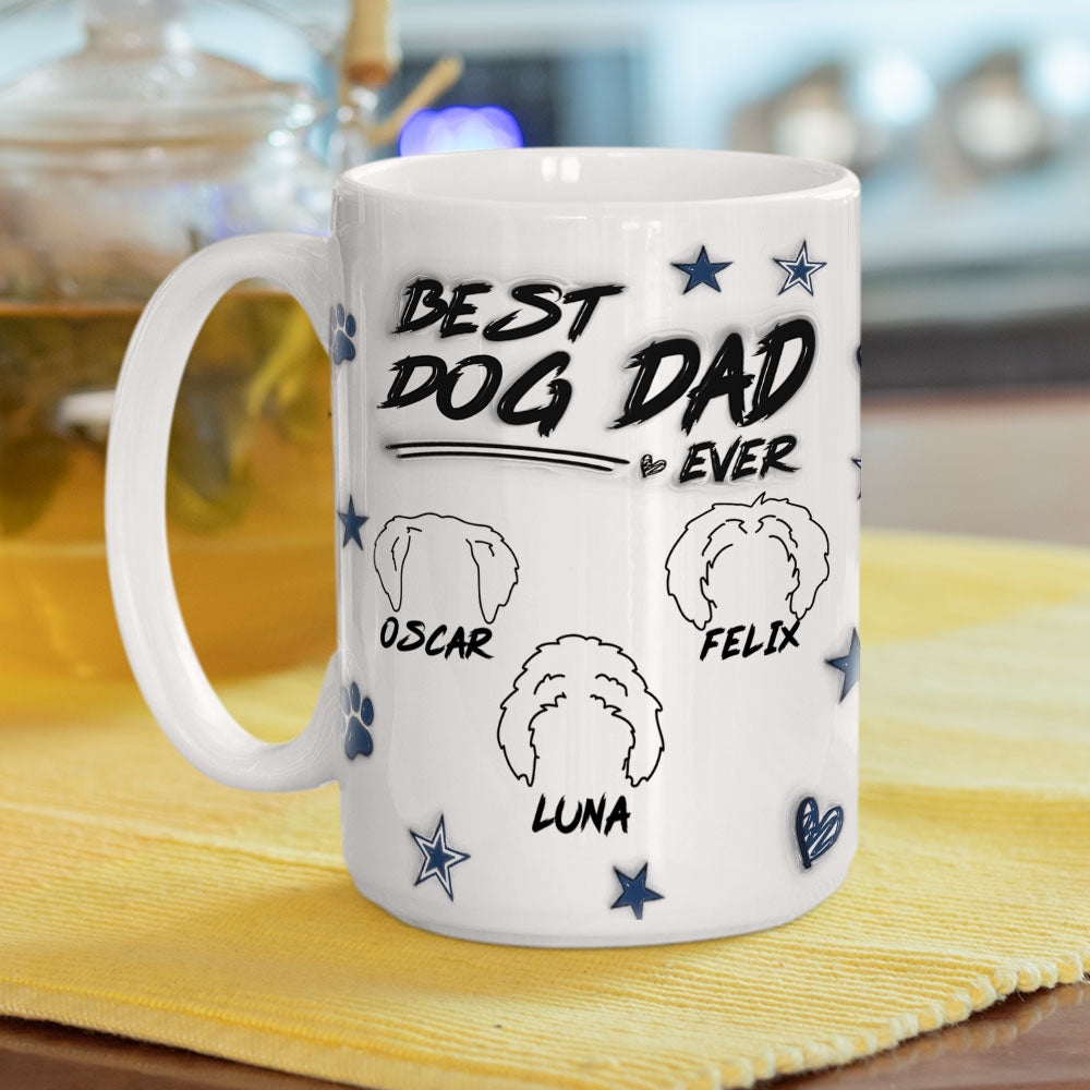 Custom Christmas Birthday Gifts For Pet Dad, Pet Lovers • Best Dog Dad Line - Personalized 3D Inflated Effect Mug