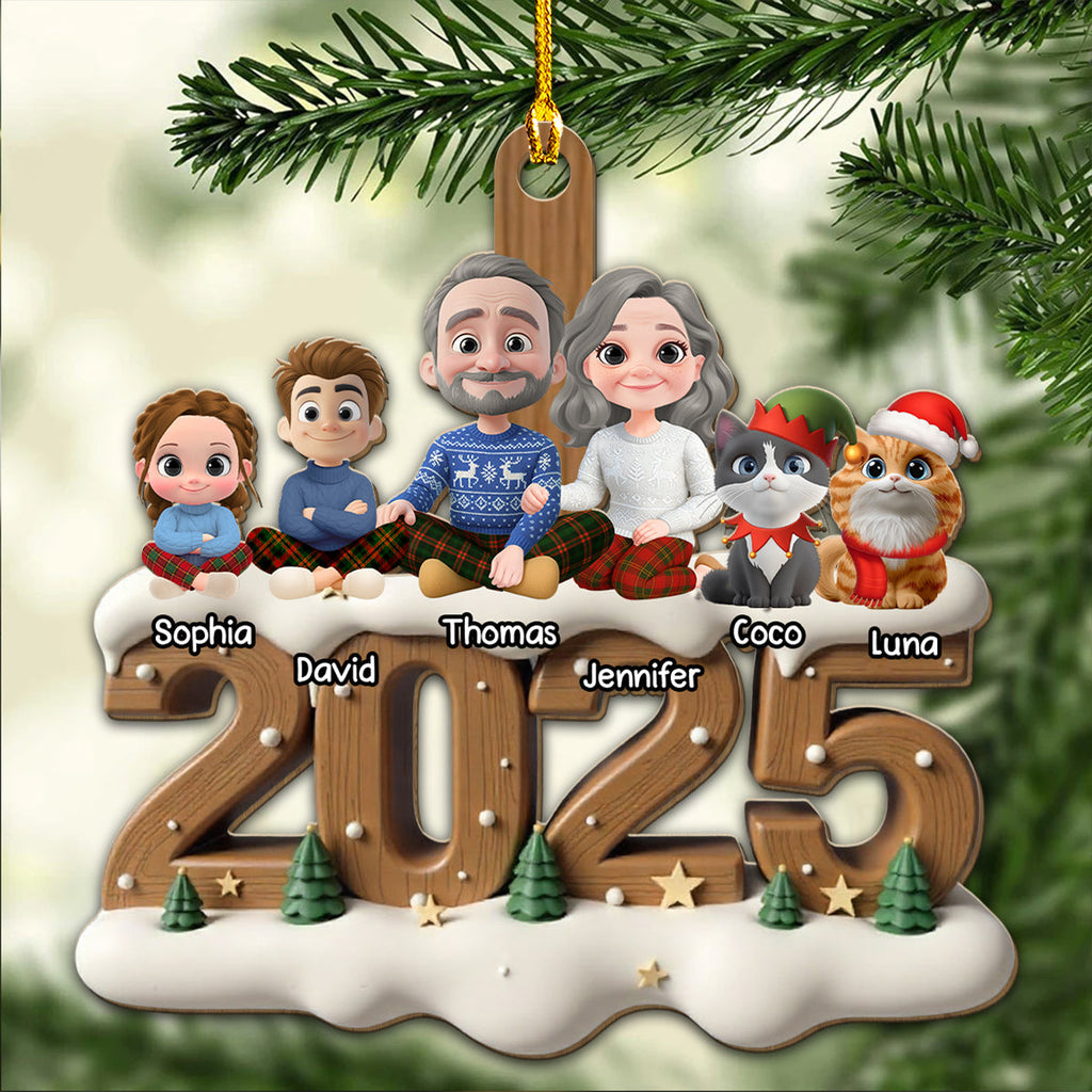 Custom Christmas Decor Home Birthday Gifts For Cat Lovers • As A Family With Cats Extended Ver - Personalized 3D Effect Wood Ornament