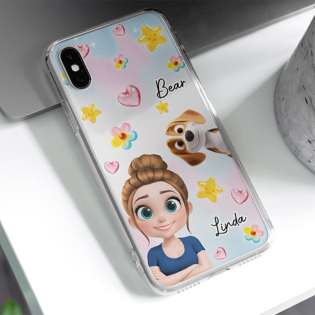 Sweet Girl Love Dogs - Personalized 3D Effect Phone Case