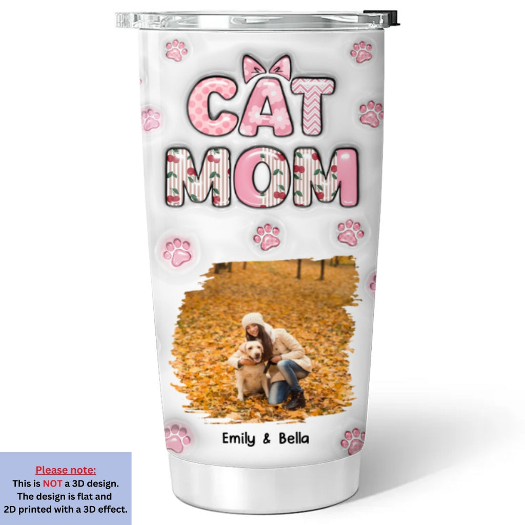 Custom Photo Christmas Birthday Gifts For Cat Mom, Cat Lovers • Cherry On Top Cat Version Photo 2 - Personalized 3D Inflated Effect Tumbler