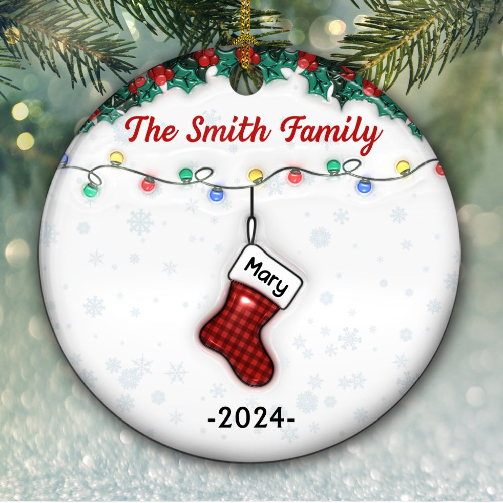 Custom Christmas Decor Home Birthday Gifts For Dog Lovers • Christmas Together - Personalized 3D Inflated Effect Ceramic Ornament