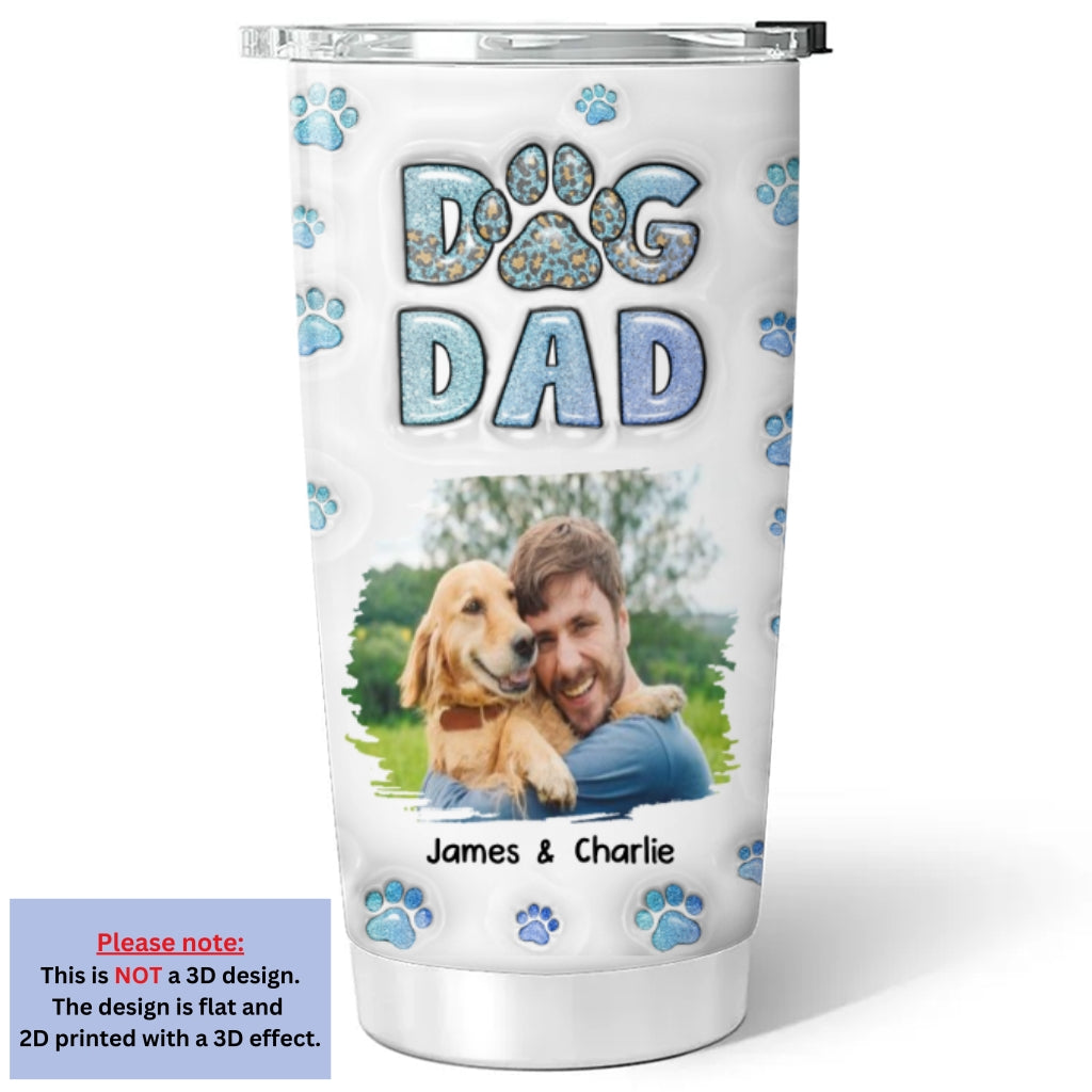 Custom Photo Christmas Birthday Gifts For Dog Dad, Dog Lovers • Dog Dad Handsome Chibi Version Photo - Personalized 3D Inflated Effect Tumbler