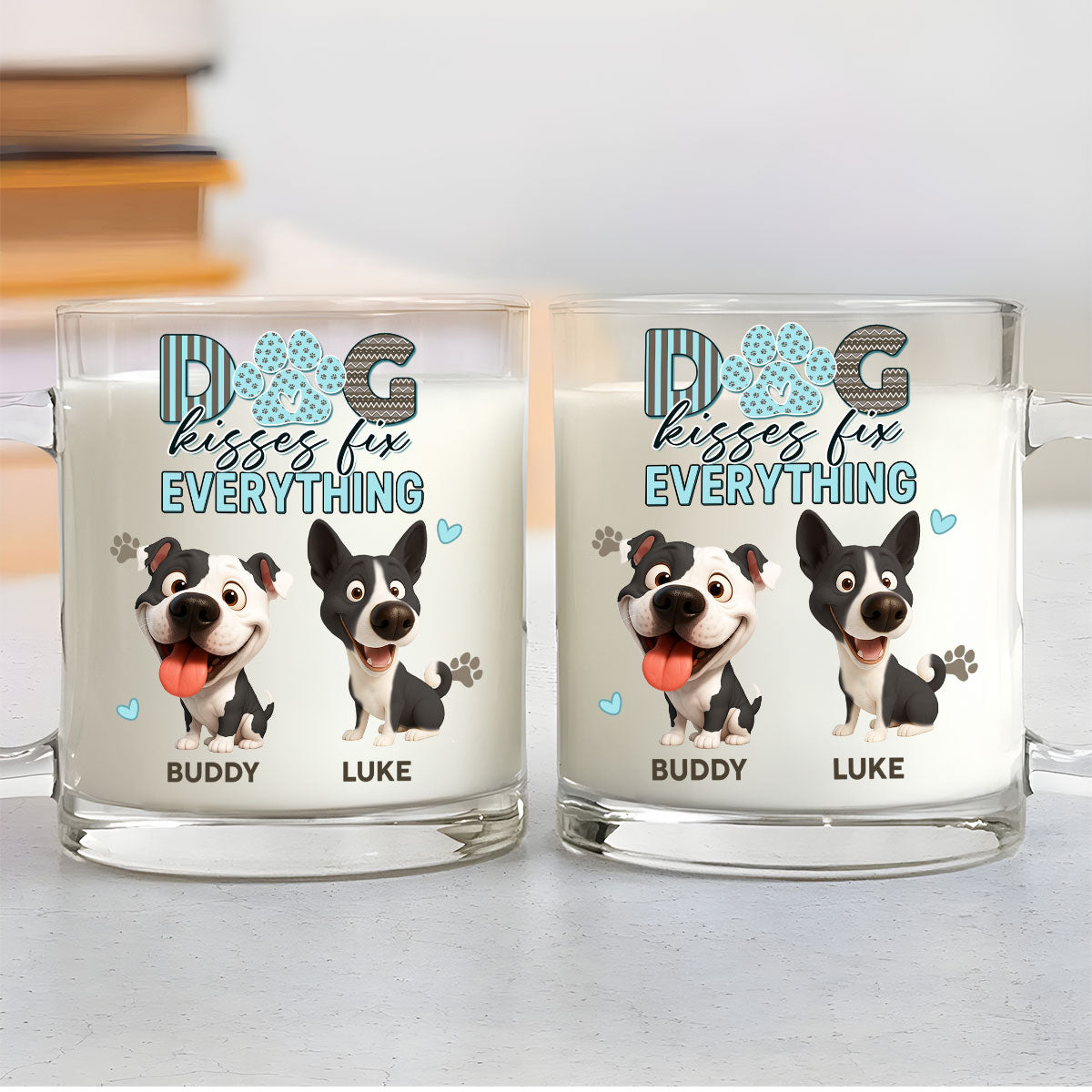 Custom Christmas Birthday Gifts For Dog Lovers • Dog Kisses Above All - Personalized Glass Mug