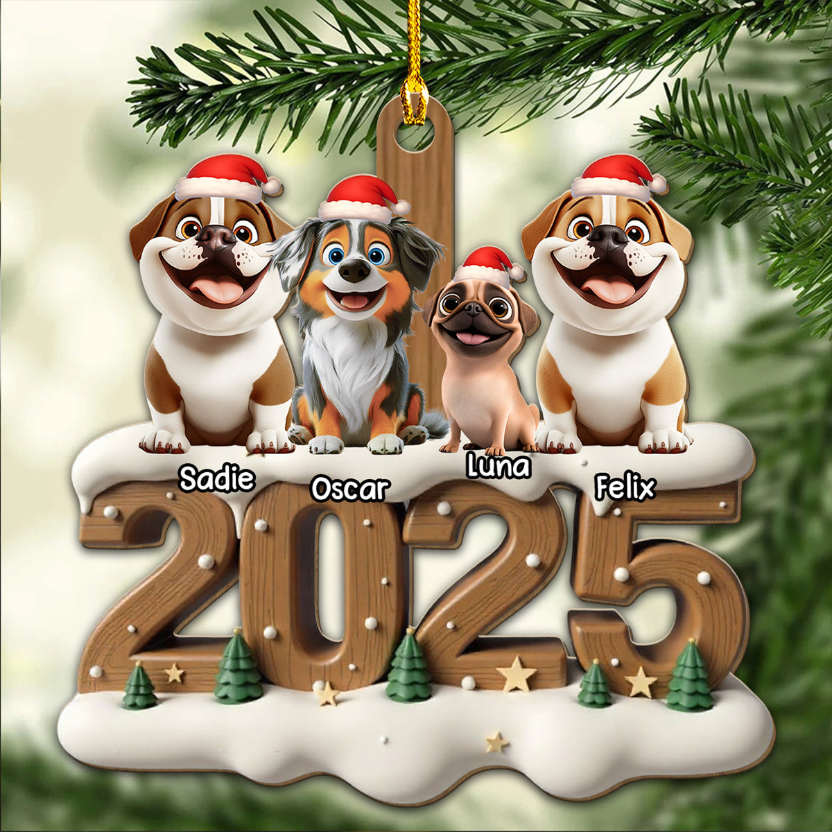 Custom Christmas Decor Home Birthday Gifts For Dog Lovers • Only All Of You This Year - Personalized 3D Effect Wood Ornament