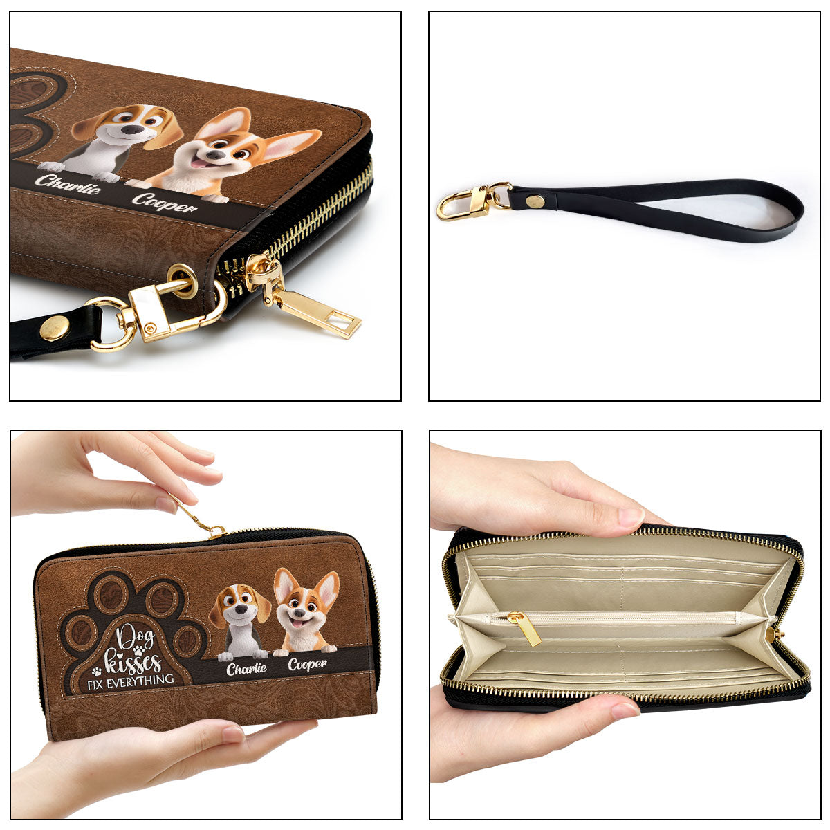 Dog Kisses Fix Everything - Personalized Leather Wallet