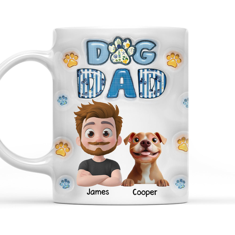 Custom Christmas Birthday Gifts For Dog Dad, Dog Lovers • My Baby On Top Of All - Personalized 3D Inflated Effect Mug