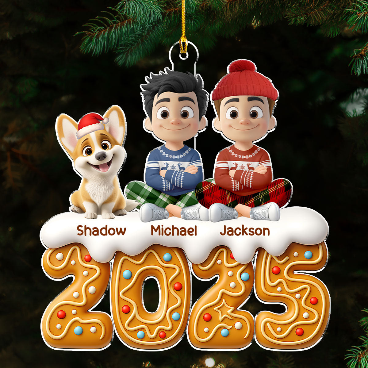 Custom Christmas Decor Home Birthday Gifts For Dog Lovers • Couple And Dog Of The Year Version 2 - Personalized Acrylic Ornament