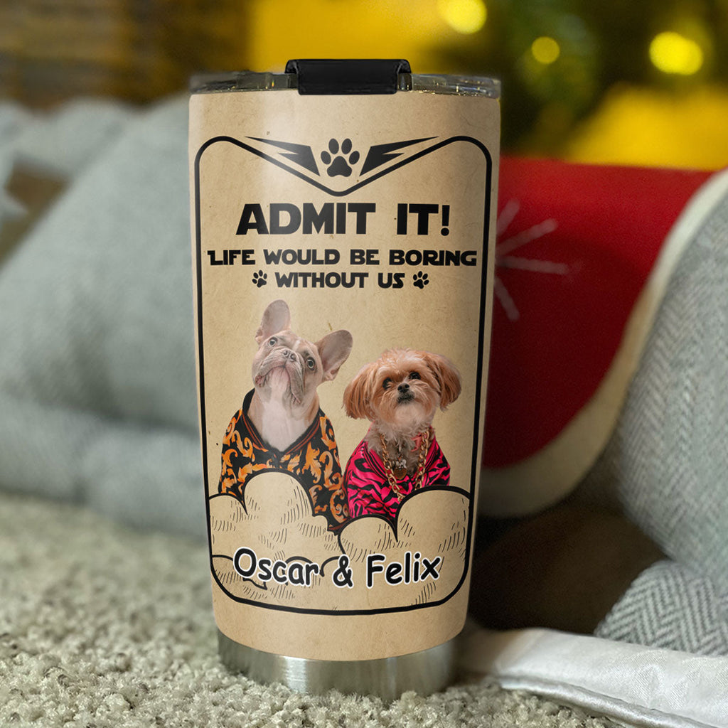 Custom Photo Father's day Birthday Gifts For Dog Dad, Dog Lovers • Woof You Daddy Ver 2 Photo - Personalized Tumbler