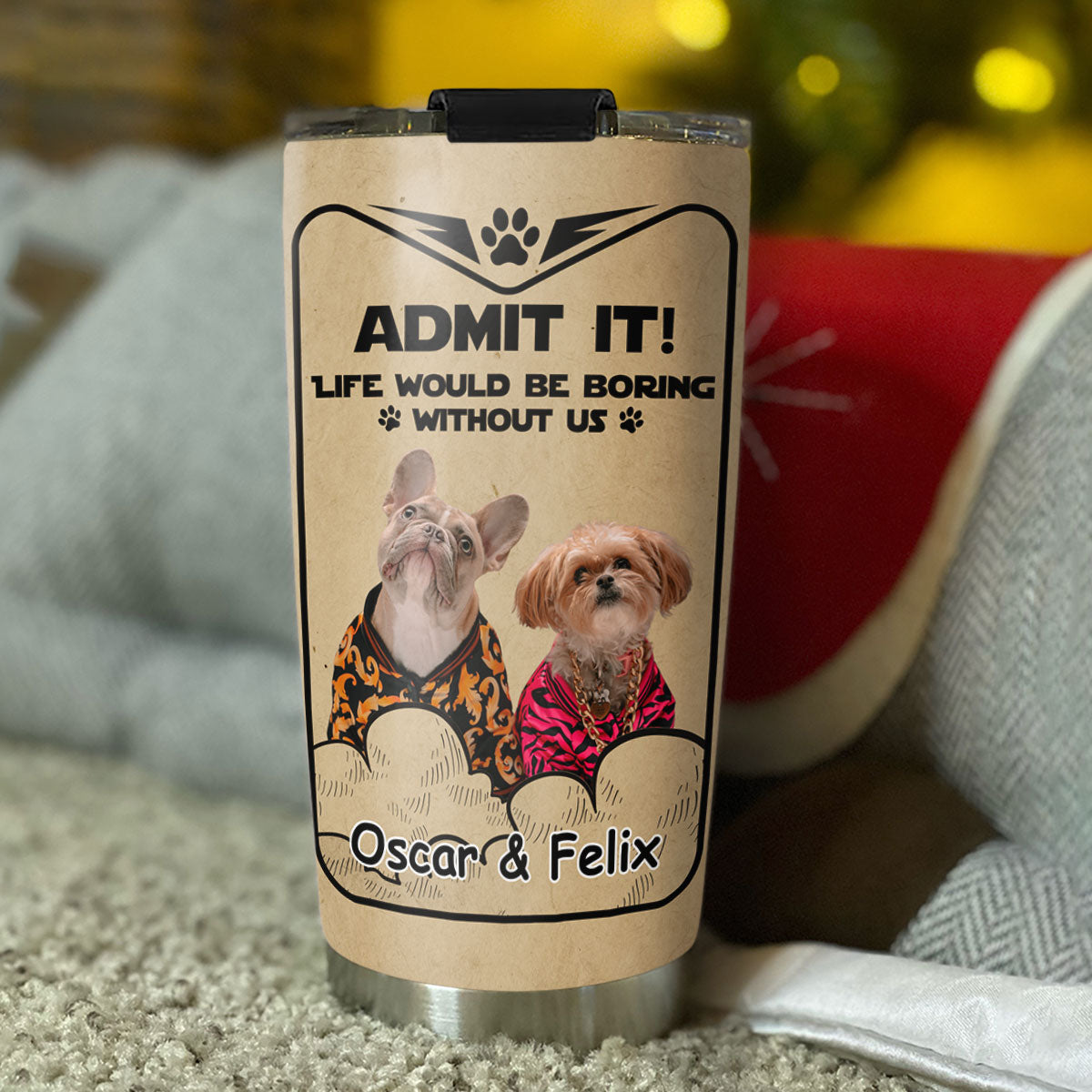 Custom Photo Father's day Birthday Gifts For Dog Dad, Dog Lovers • Woof You Daddy Ver 2 Photo - Personalized Tumbler
