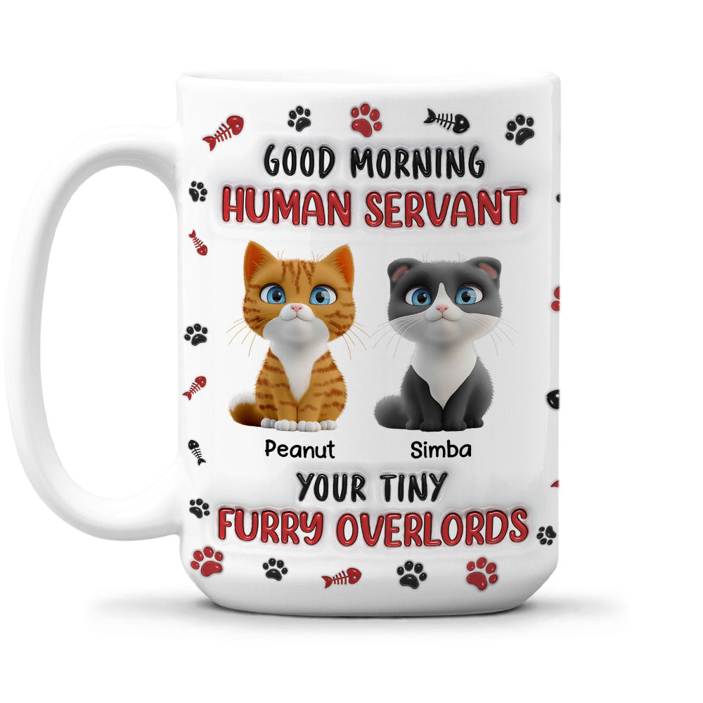 Custom Mother's day Birthday Gifts For Cat Mom, Cat Lovers • Furry Overlords - Personalized 3D Inflated Effect Mug