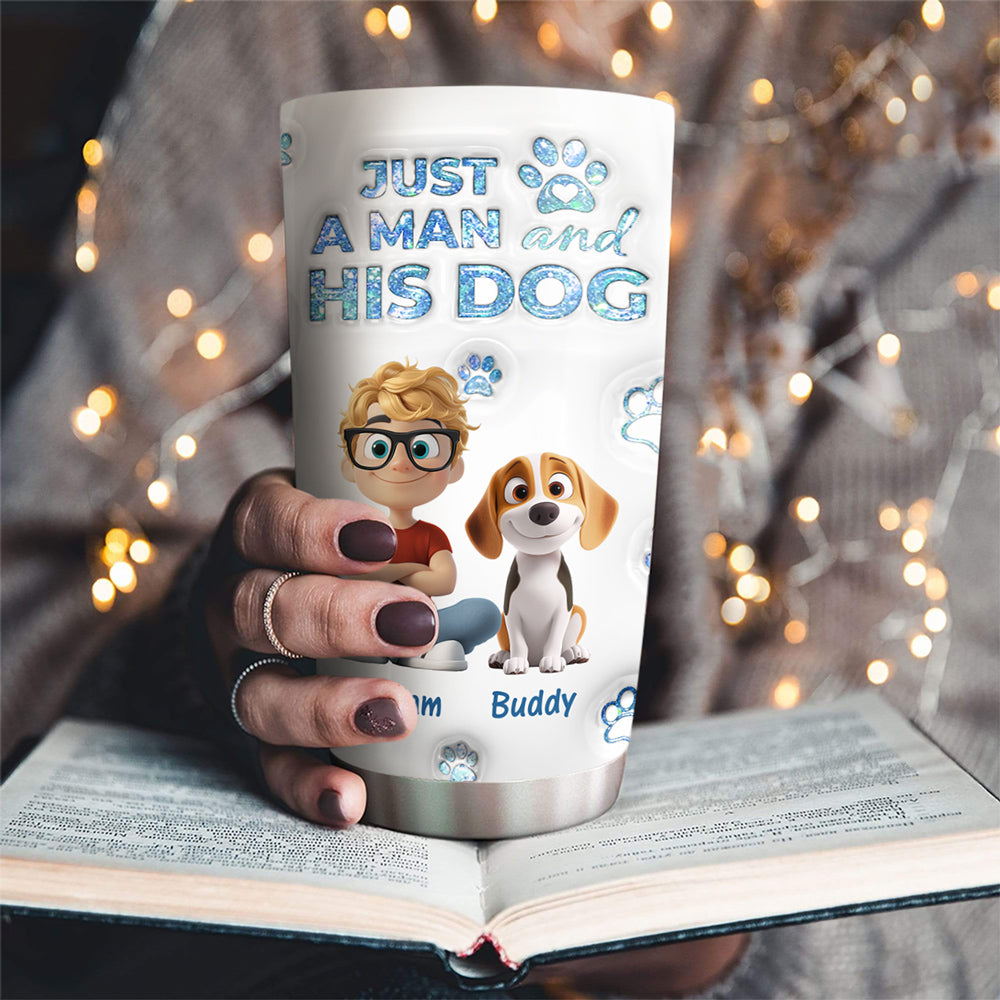 Custom Christmas Birthday Gifts For Dog Dad, Dog Lovers • You Are The Miracle Dad Ver - Personalized 3D Inflated Effect Tumbler