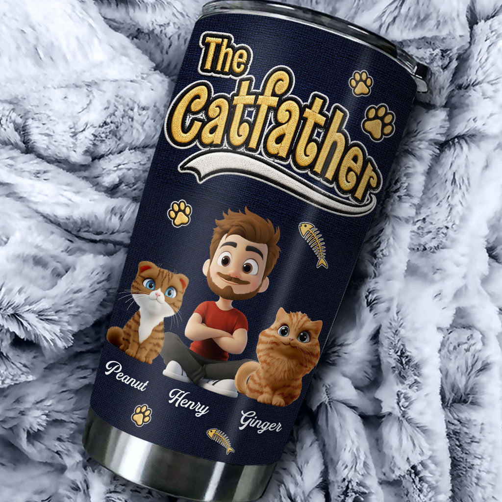 Custom Father's day Birthday Gifts For Cat Dad, Cat Lovers • New Effect Cool Cat Father - Personalized Tumbler
