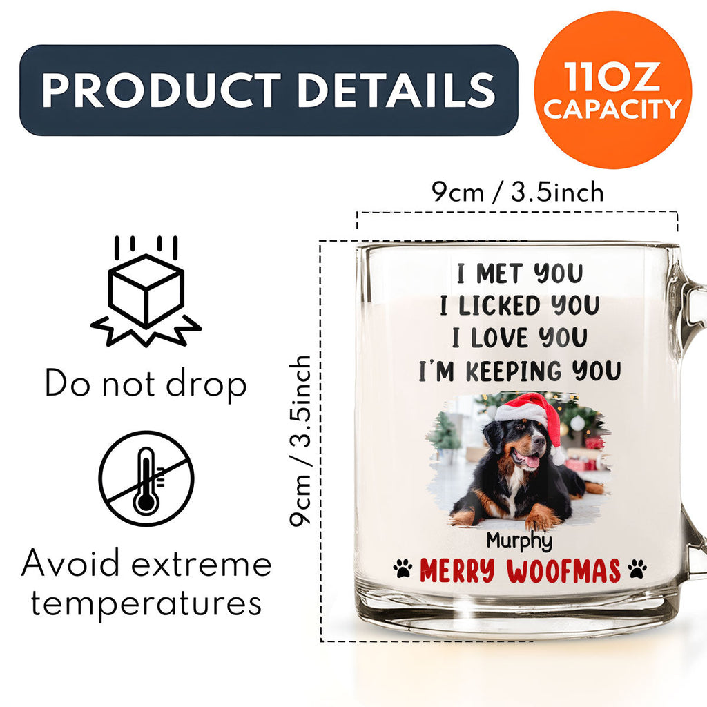 Custom Photo Christmas Birthday Gifts For Dog Lovers • We Licked And Love You Ver Christmas Photo - Personalized Glass Mug
