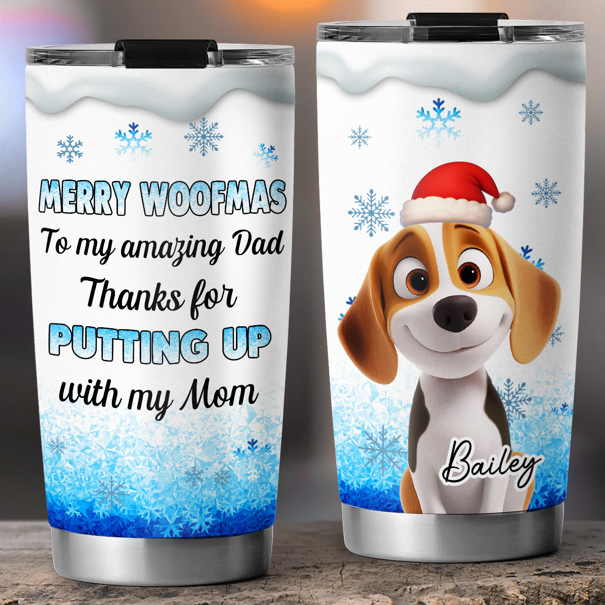 Custom Christmas Birthday Gifts For Dog Lovers • Happy Woofmas - Personalized Tumbler
