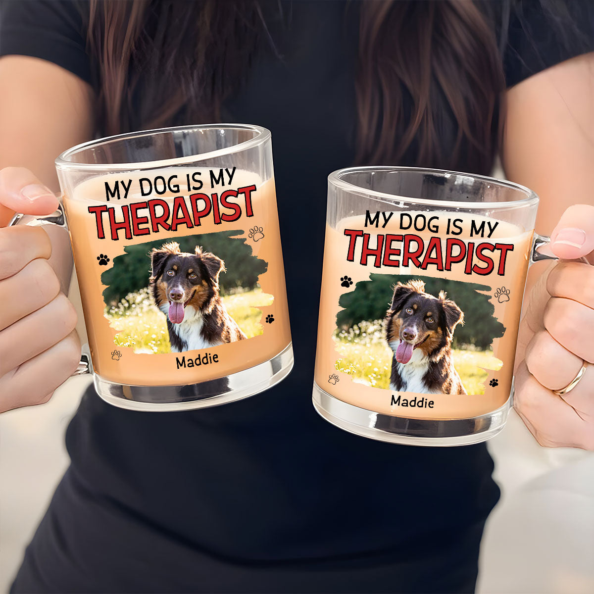 Custom Photo Christmas Birthday Gifts For Dog Lovers • Here We Are Photo - Personalized Glass Mug