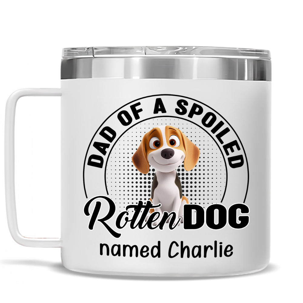 Custom Christmas Birthday Gifts For Dog Lovers • Spoiled Rotten Dog Chibi Cartoon - Personalized 14oz Stainless Steel Tumbler With Handle