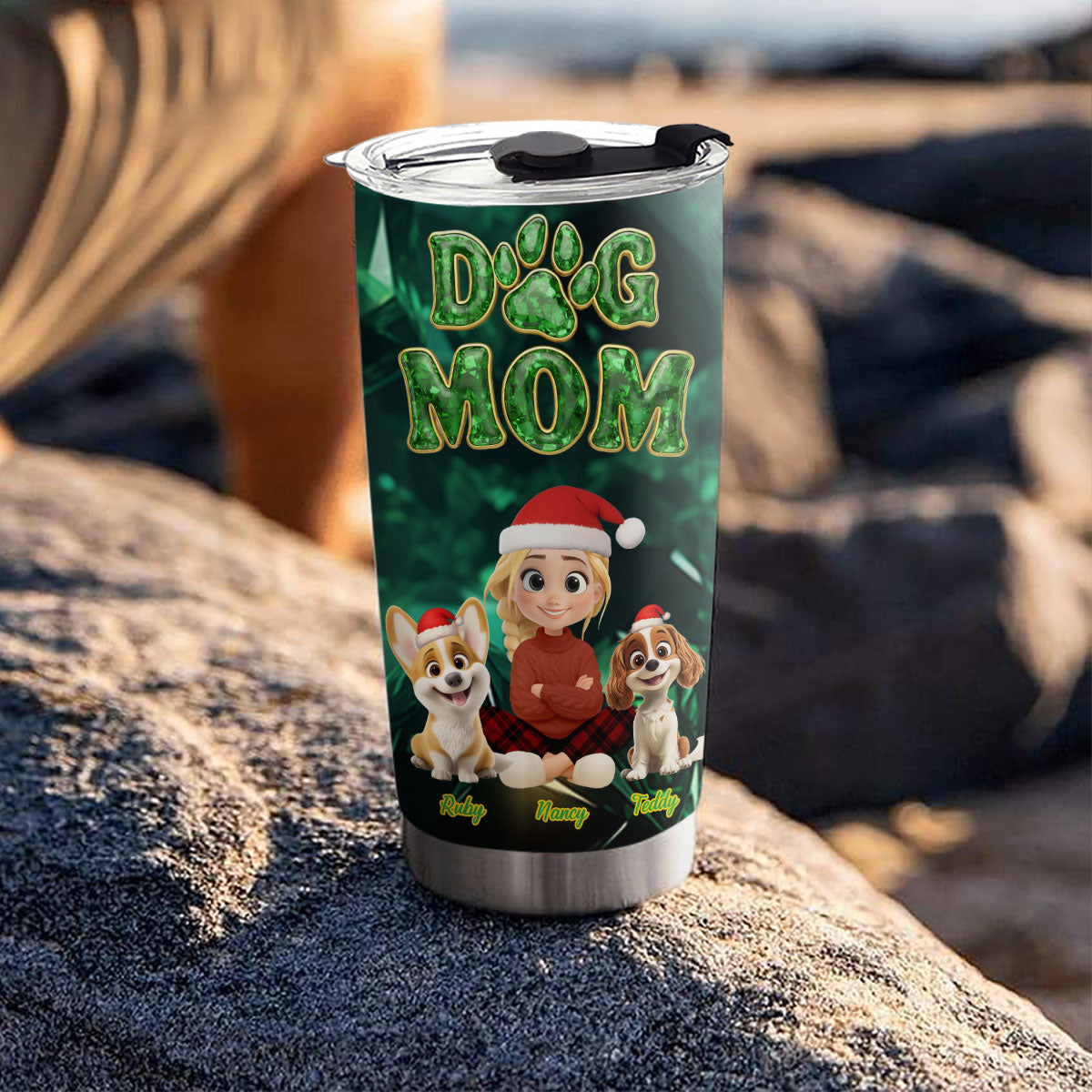 Custom Christmas Birthday Gifts For Dog Mom, Dog Lovers • The Pearl Of My Eyes - Personalized 3D Effect Tumbler