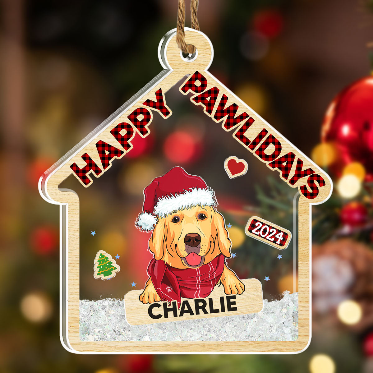 Happy Pawlidays - Personalized Acrylic Shaker Ornament