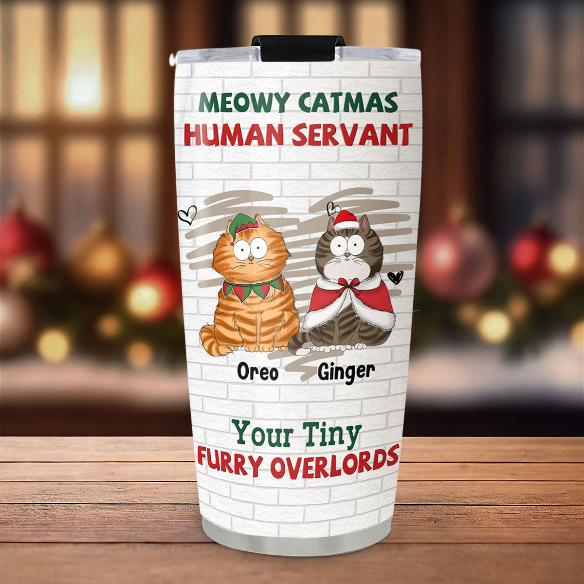 Custom Mother's day Birthday Gifts For Pet Mom, Pet Lovers • Tiny Cat Overlord Christmas - Personalized Tumbler