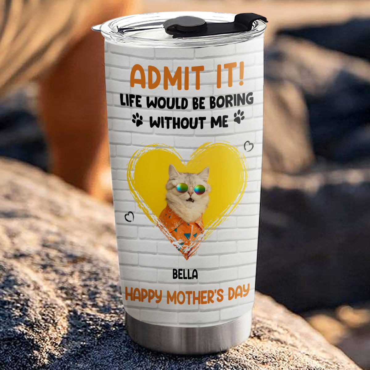 Custom Photo Mother's day Birthday Gifts For Cat Mom, Cat Lovers • Admit It Cat Orange Photo - Personalized Tumbler