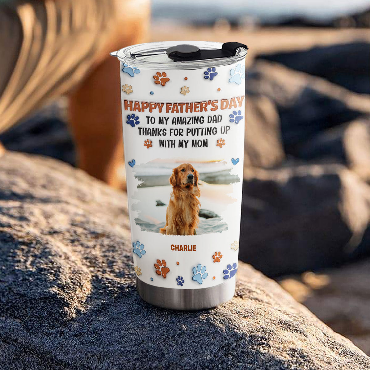 Custom Photo Father's day Birthday Gifts For Dog Dad, Dog Lovers • Putting Up My Shit Daddy Photo - Personalized 3D Inflated Effect Tumbler