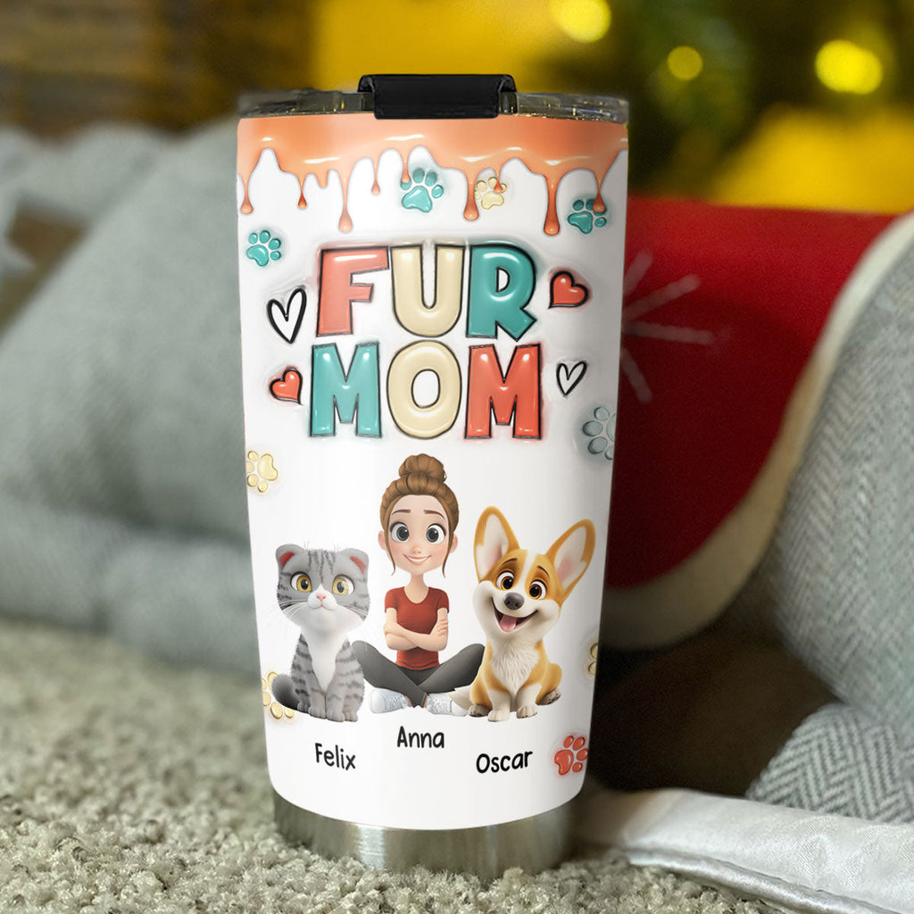 Custom Christmas Birthday Gifts For Pet Mom, Pet Lovers • Cute Mom Of Pets - Personalized 3D Inflated Effect Tumbler