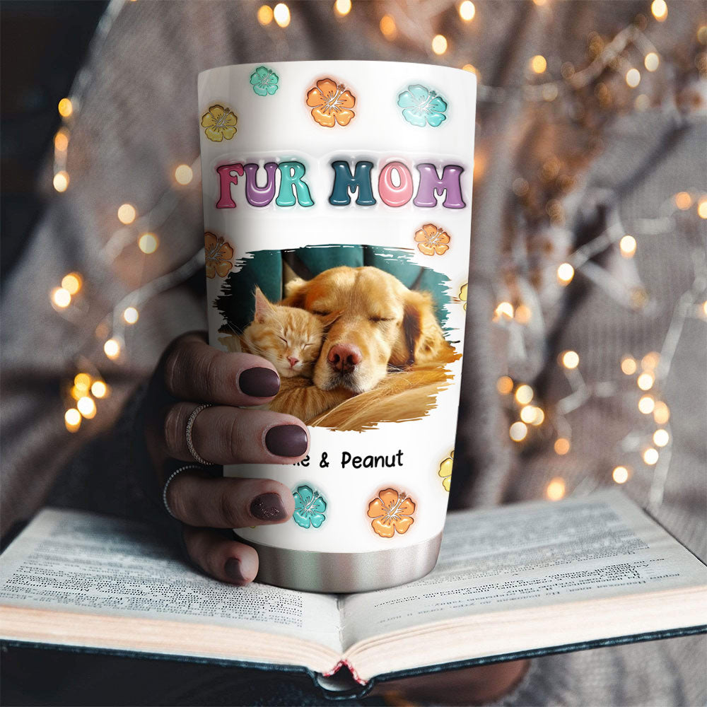 Fur Mom Summer Photo - Personalized 3D Inflated Effect Tumbler