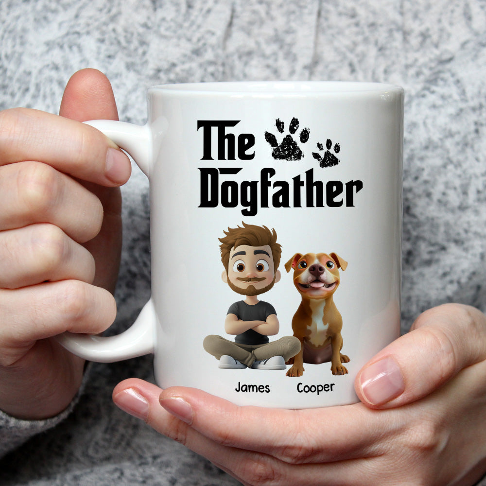 Custom Father's day Birthday Gifts For Dog Dad, Dog Lovers • White Cool Dog Father - Personalized Coffee Mug