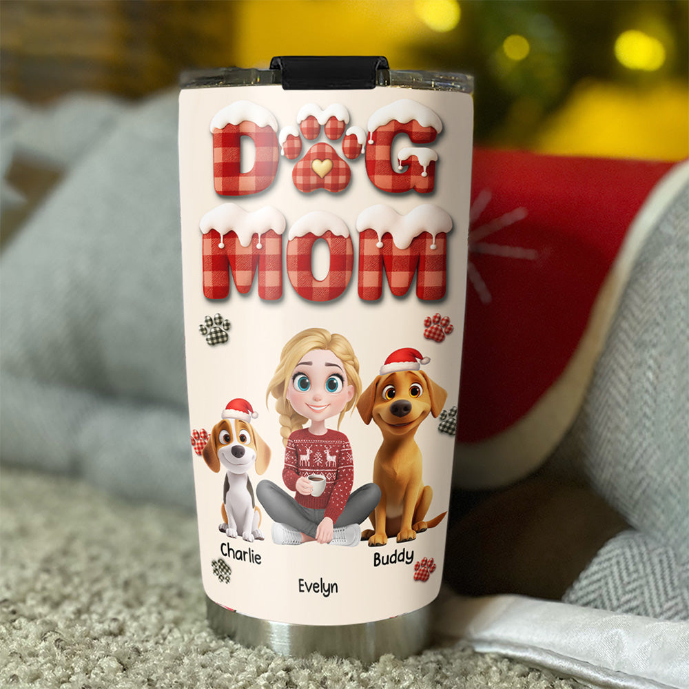 Custom Christmas Birthday Gifts For Dog Mom, Dog Lovers • A Cheerful Time - Personalized Tumbler