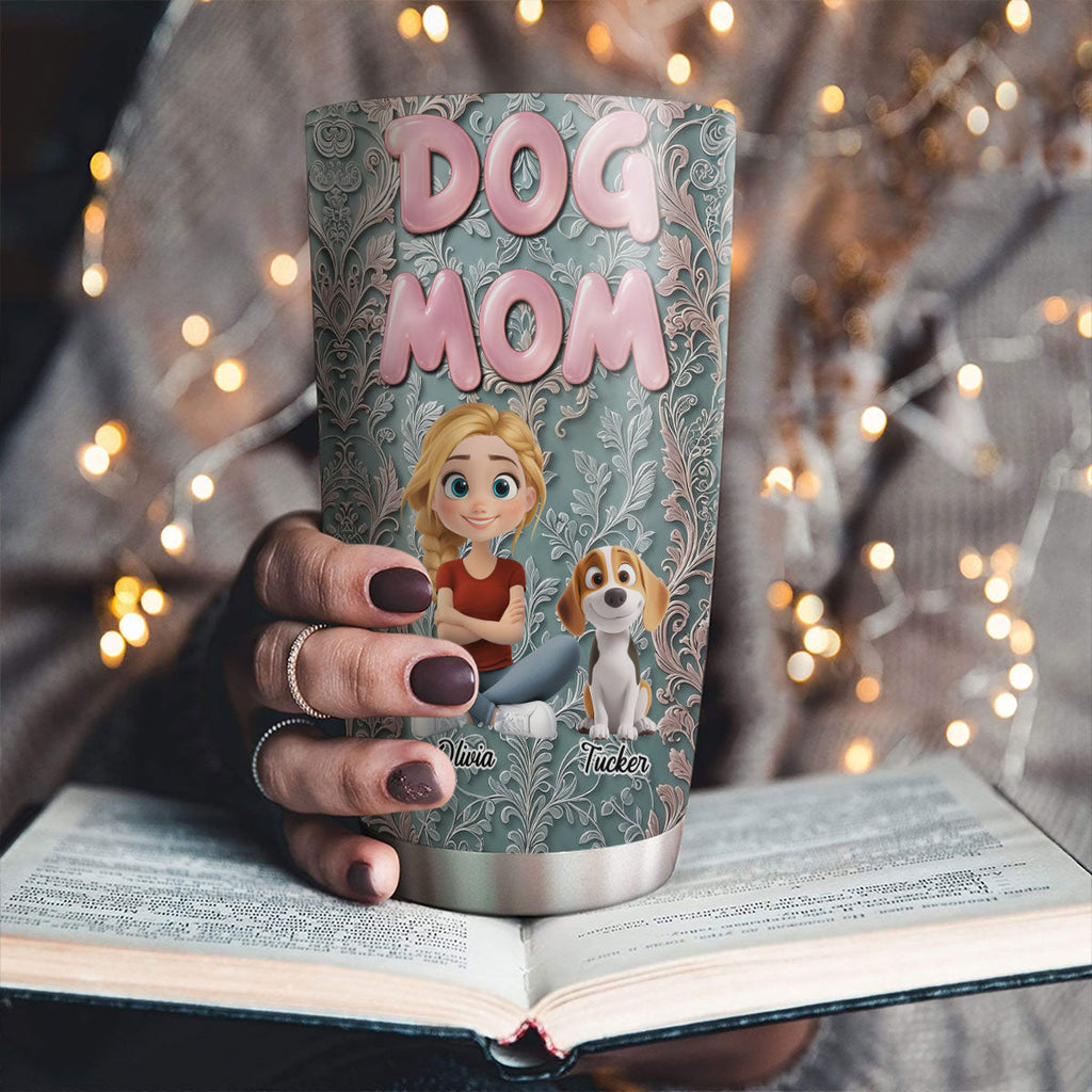 Custom Christmas Birthday Gifts For Dog Mom, Dog Lovers • The Mom Of The Dog - Personalized 3D Effect Tumbler