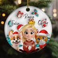 Custom Christmas Decor Home Birthday Gifts For Pet Mom, Pet Lovers • Santa Is Coming To Them - Personalized 3D Inflated Effect Ceramic Ornament
