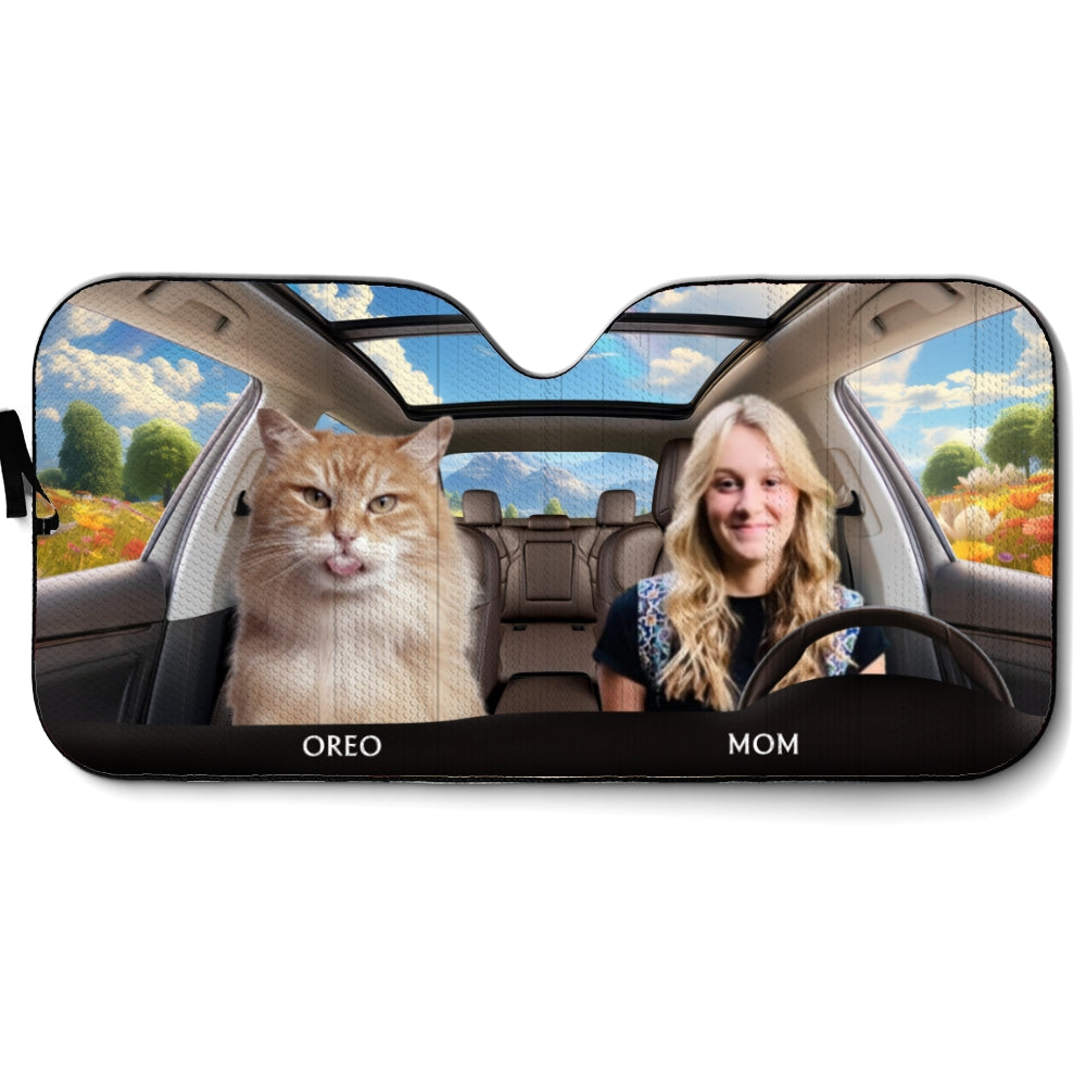 Custom Christmas Birthday Gifts Car Accessories for Cat Parents • Life Is Better With My Cat Photo - Personalized Car Sunshade