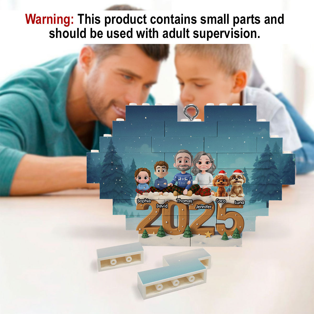 Custom Christmas Decor Home Birthday Gifts For Dog Lovers • As A Family Now Onwards - Personalized 3D Effect Heart Puzzle Ornament