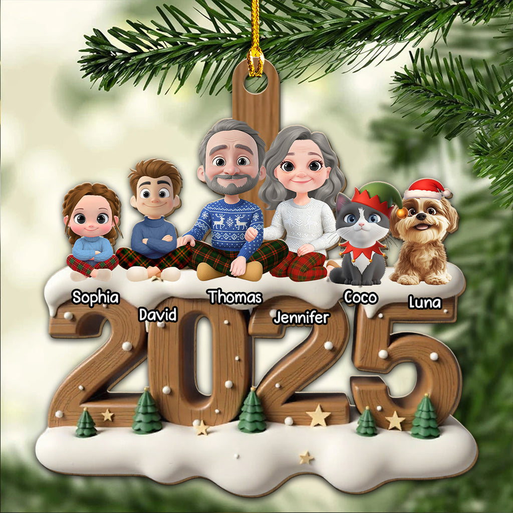 As A Family With Fur Babies - Personalized 3D Effect Wood Ornament