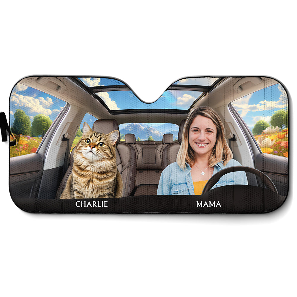 Custom Christmas Birthday Gifts Car Accessories for Cat Parents • Life Is Better With My Cat Photo - Personalized Car Sunshade
