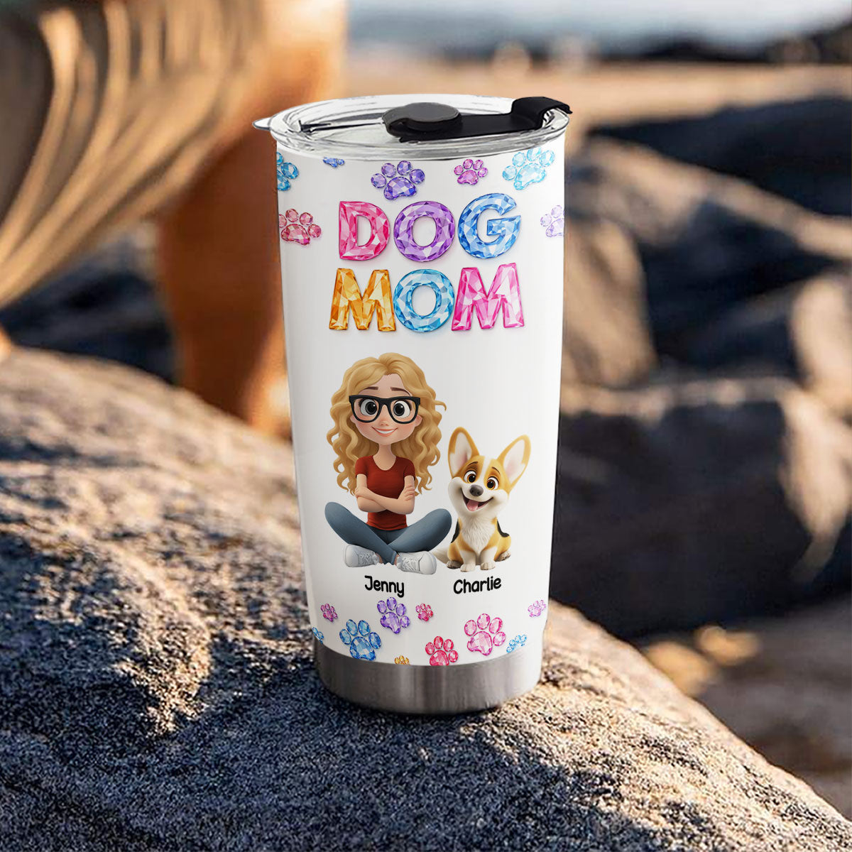 Custom Christmas Birthday Gifts For Dog Mom, Dog Lovers • You And Me Every Day - Personalized 3D Effect Tumbler