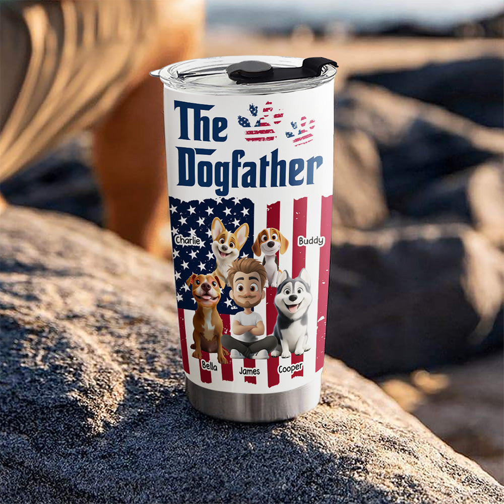 Custom Christmas Birthday Gifts For Dog Dad, Dog Lovers • American Handsome Dog Father - Personalized Tumbler